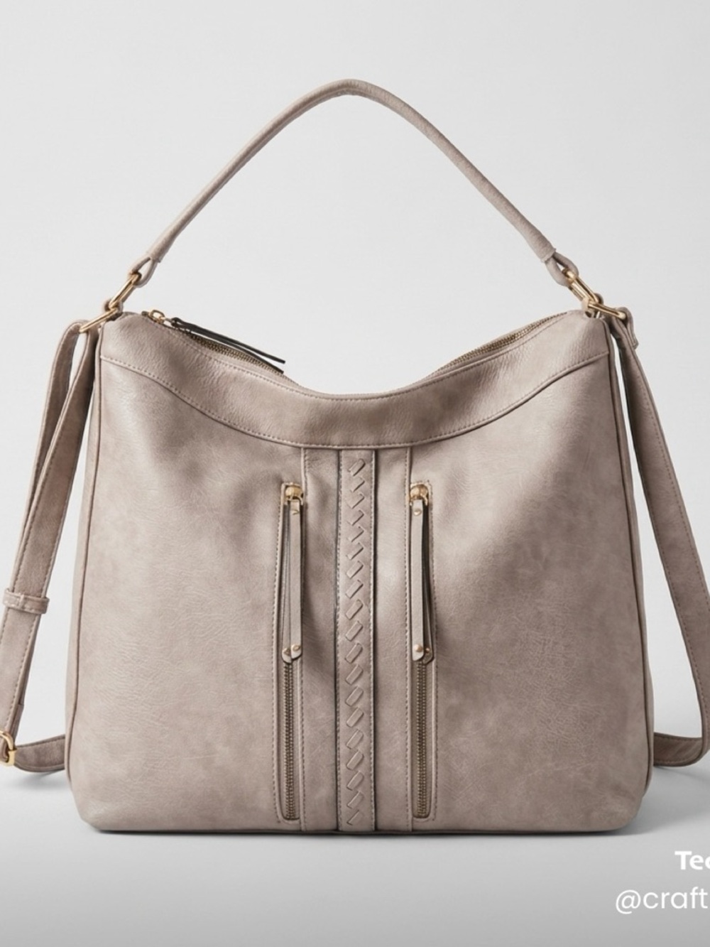 Convertible Shoulder & Backpack Bag with Dual Zip Detail